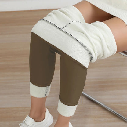 Womens Winter Fleece Lined Leggings High Waist Velvet Warm Tights
