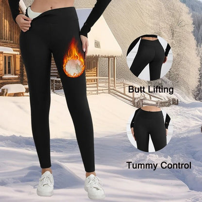 Womens Winter Fleece Lined Leggings High Waist Velvet Warm Tights
