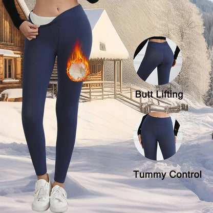 Womens Winter Fleece Lined Leggings High Waist Velvet Warm Tights