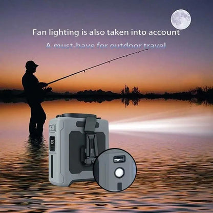 10000mAh Portable Waist Fan with Power Bank and LED Light
