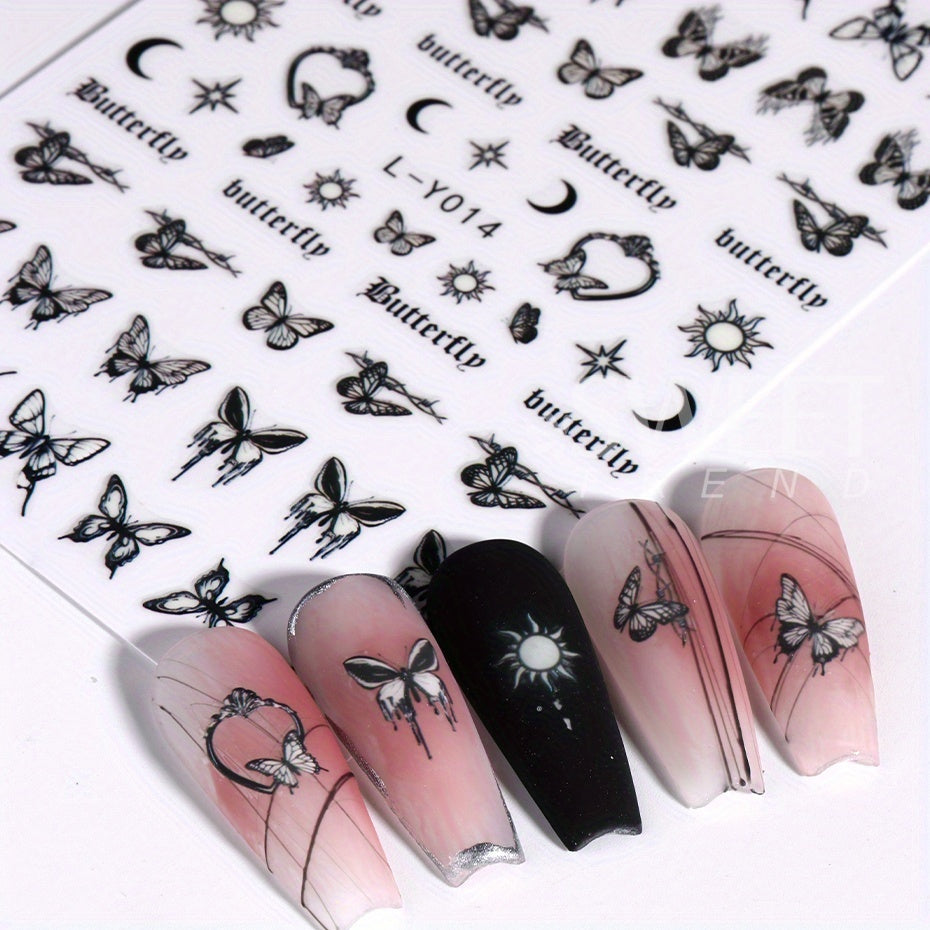 Colorful Blue Butterfly Nail Stickers, Luminous Glow In The Dark Nail Decals Night Polish Sliders For Butterfly Manicure