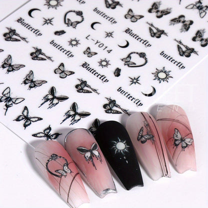 Colorful Blue Butterfly Nail Stickers, Luminous Glow In The Dark Nail Decals Night Polish Sliders For Butterfly Manicure
