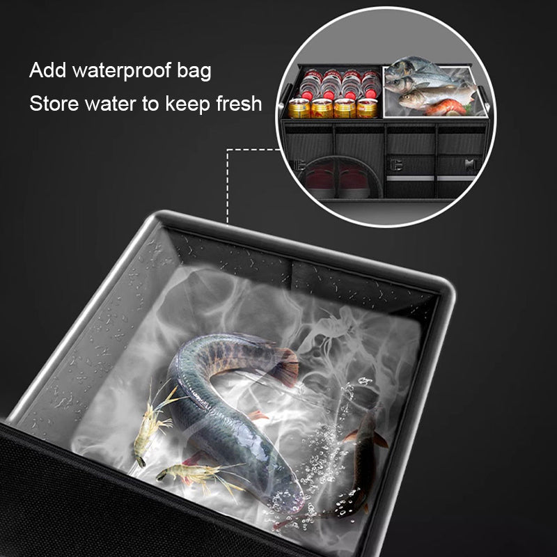 Waterproof Foldable Trunk Organizer, Large Capacity Oxford Cloth Car Storage Box for Travel and Camping