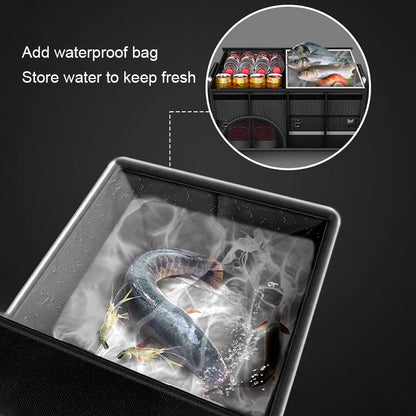 Waterproof Foldable Trunk Organizer, Large Capacity Oxford Cloth Car Storage Box for Travel and Camping
