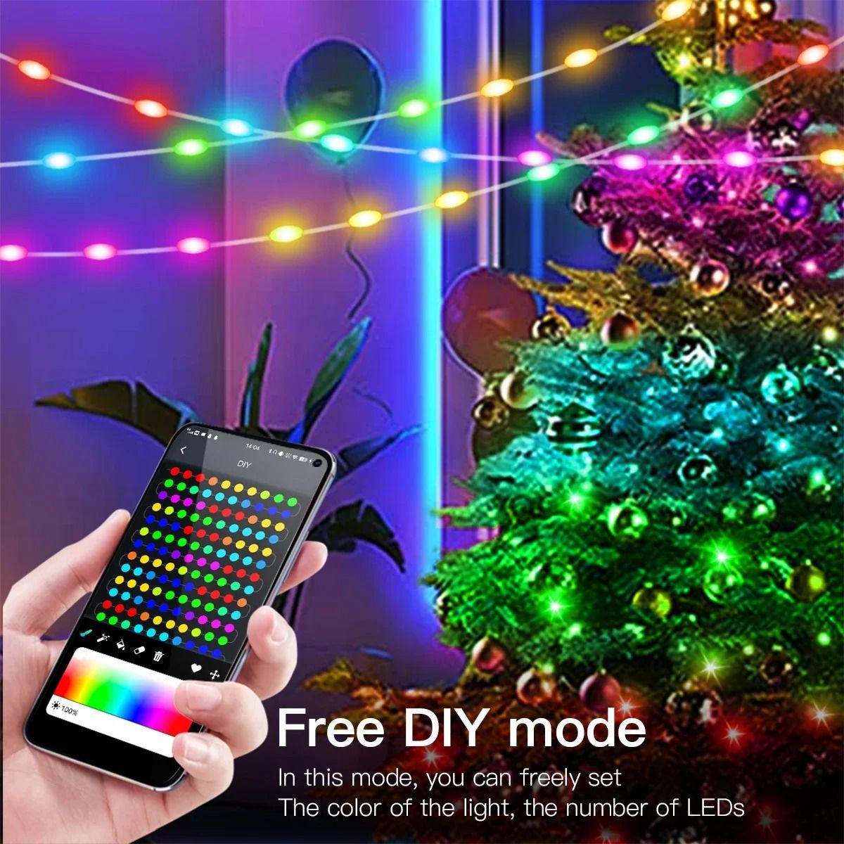 RGBIC Bluetooth LED String Light WS2812B USB Music Dream Color Light