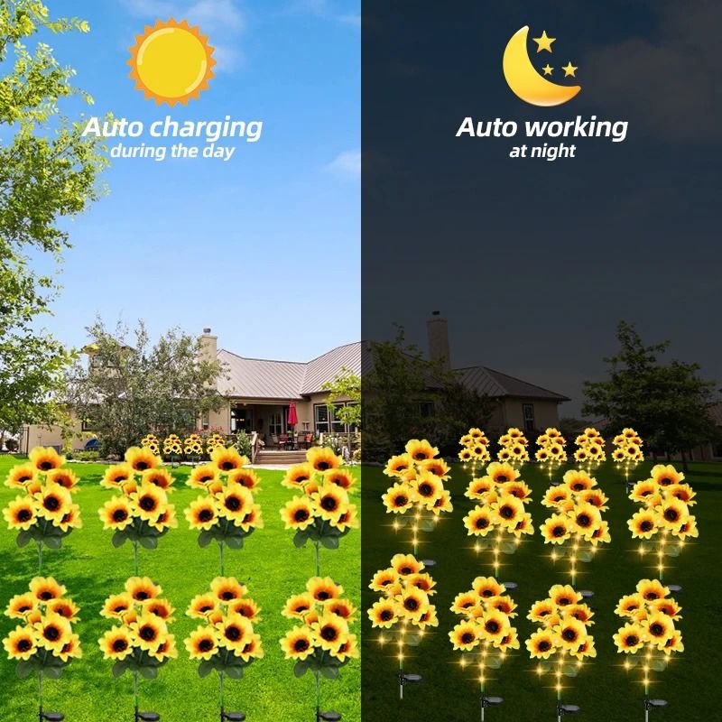 Solar Sunflower Garden Lights Outdoor Waterproof LED Flower Lamp