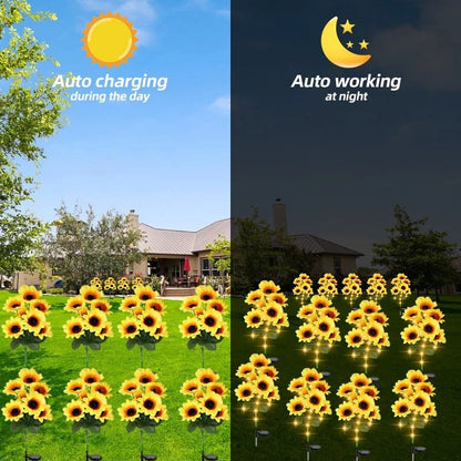 Solar Sunflower Garden Lights Outdoor Waterproof LED Flower Lamp