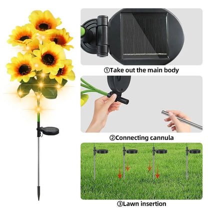 Solar Sunflower Garden Lights Outdoor Waterproof LED Flower Lamp