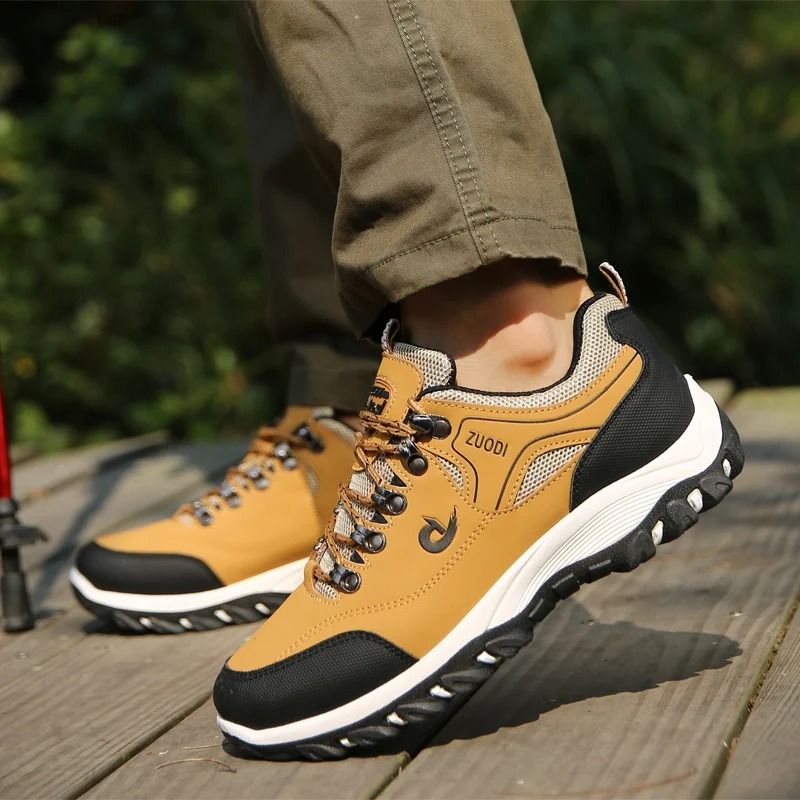 Mens Waterproof Hiking Shoes Outdoor PU Leather Walking Sneakers