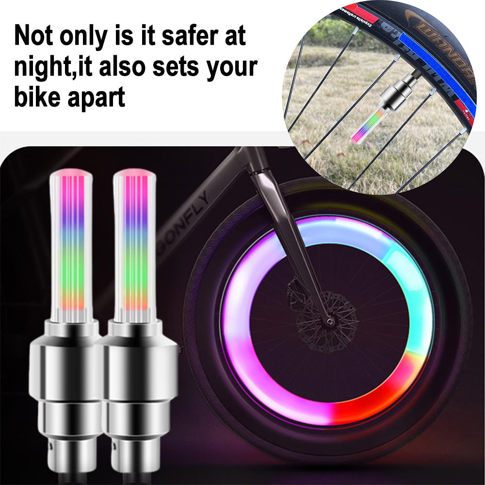 Neon Bicycle Spoke Light, LED Bicycle Valve Light, Night Riding Warning Bicycle Tire Valve Light Accessories