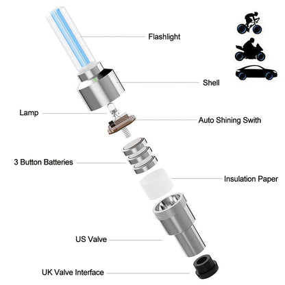 Neon Bicycle Spoke Light, LED Bicycle Valve Light, Night Riding Warning Bicycle Tire Valve Light Accessories