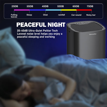 Whisper Quiet Portable Dehumidifier & Moisture Absorber for Bedroom, Office and Home