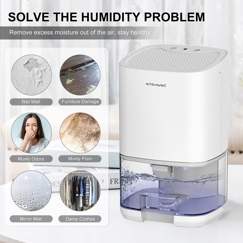 Whisper Quiet Portable Dehumidifier & Moisture Absorber for Bedroom, Office and Home