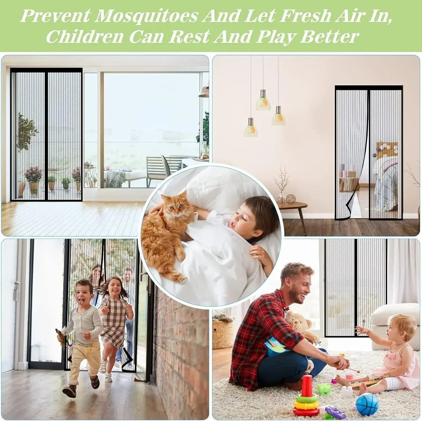 Heavy Duty Magnetic Screen Door Mesh Curtain