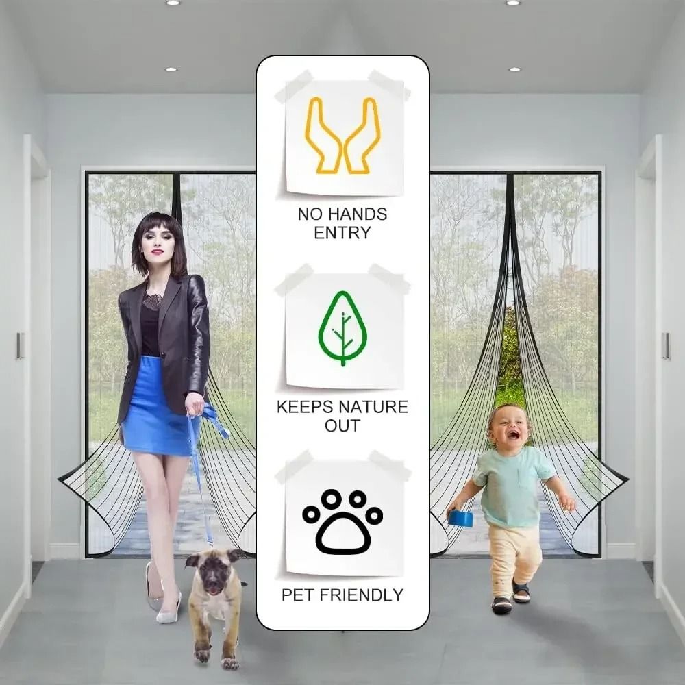 Heavy Duty Magnetic Screen Door Mesh Curtain