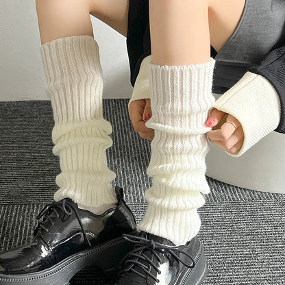 Japanese Lolita Long Socks, Women's Leg Warmers, Wool Knitted Arm Warmer, Autumn Winter Crochet Sock Boot Cuffs