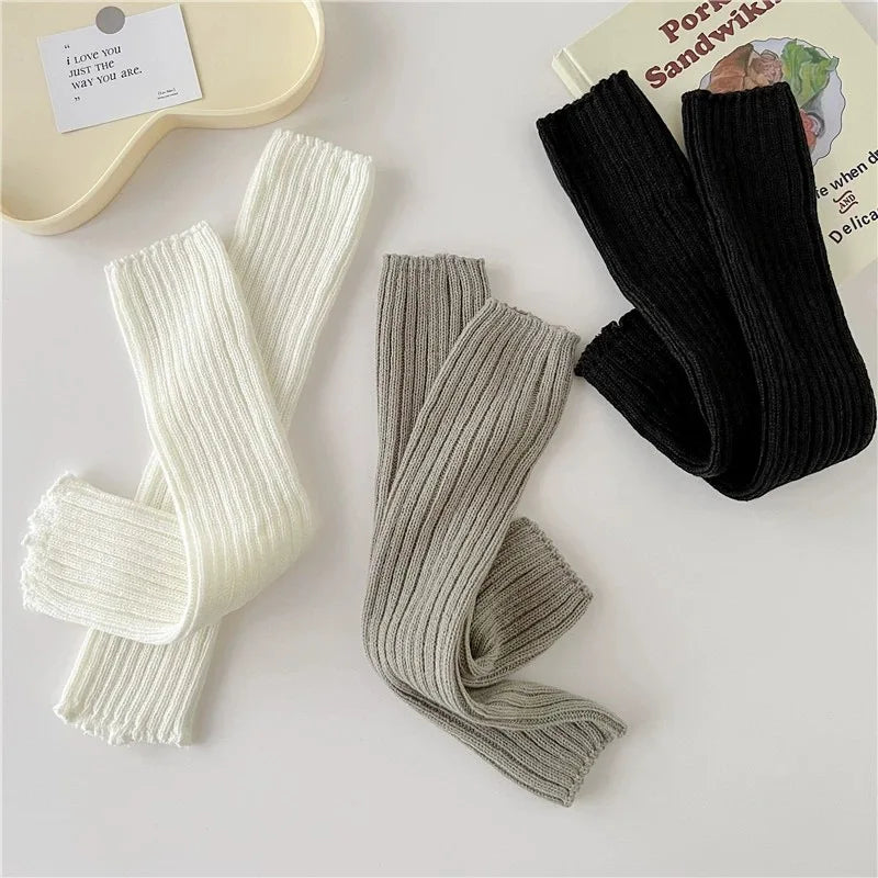 Japanese Lolita Long Socks, Women's Leg Warmers, Wool Knitted Arm Warmer, Autumn Winter Crochet Sock Boot Cuffs