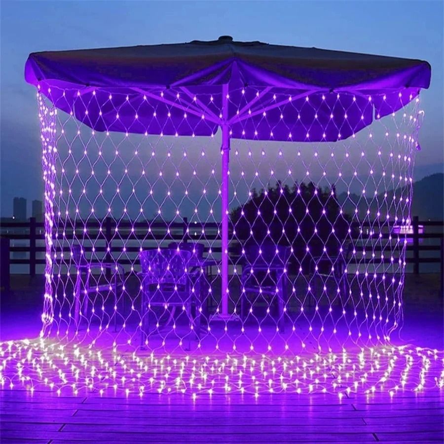 Halloween Purple LED Net Mesh Fairy Light Curtain for Home Wedding and Party Decoration