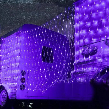 Halloween Purple LED Net Mesh Fairy Light Curtain for Home Wedding and Party Decoration