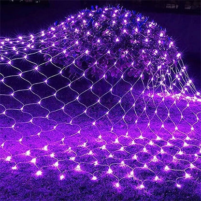 Halloween Purple LED Net Mesh Fairy Light Curtain for Home Wedding and Party Decoration