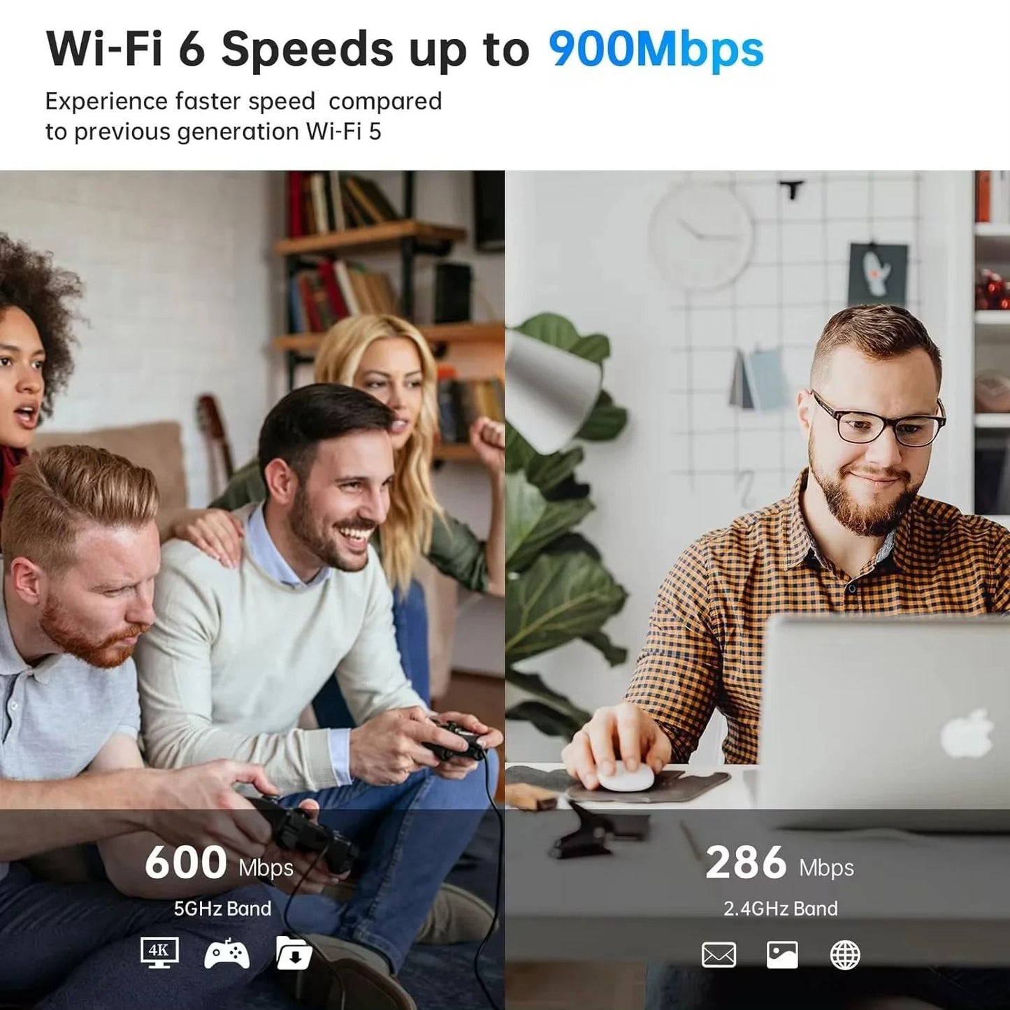 High Speed Dual Band Wireless Adapter with Bluetooth Connectivity