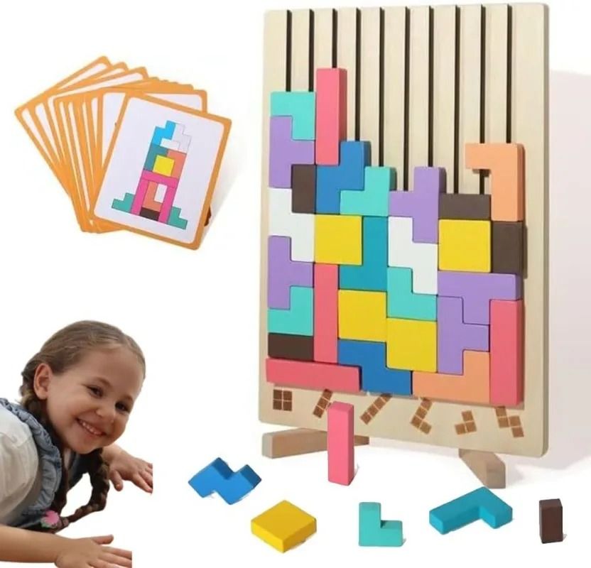 Wooden Puzzle Stacking Game for Family Activity