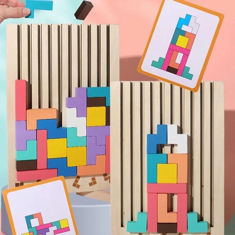 Wooden Puzzle Stacking Game for Family Activity