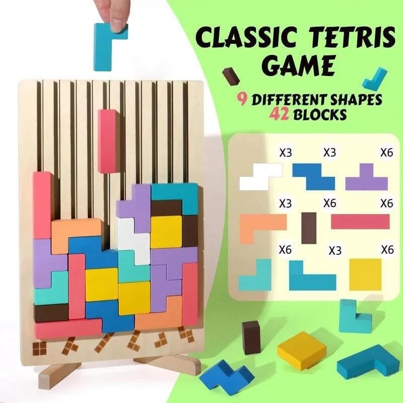 Wooden Puzzle Stacking Game for Family Activity