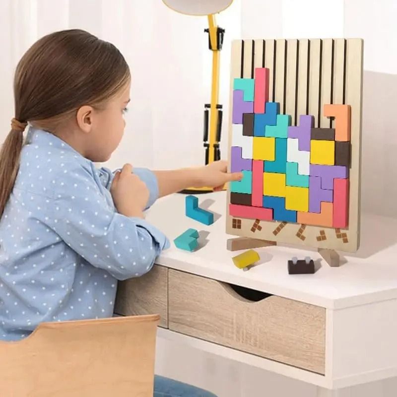 Wooden Puzzle Stacking Game for Family Activity