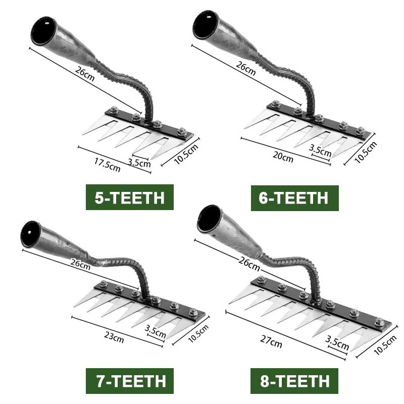 5/6/7/8 Teeth Agricultural Rake – Manganese Steel Soil Loosening & Weeding Tool, Multi-Use Agricultural Straw Hoe