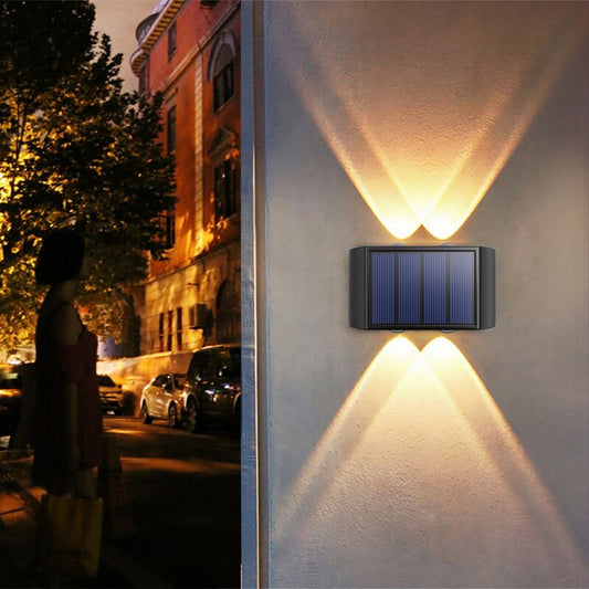 Solar Wall Lamp Outdoor Waterproof Light, Warm Up and Down Lighting, Garden, Yard, Balcony Decorative
