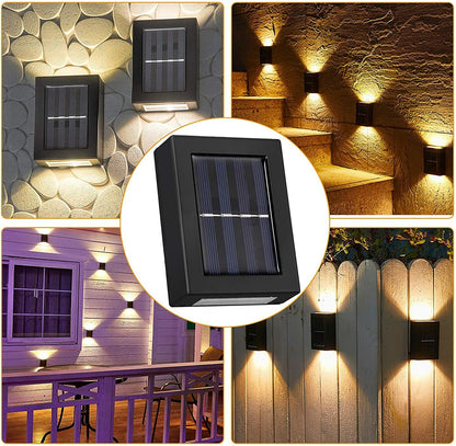 Solar Wall Lamp Outdoor Waterproof Light, Warm Up and Down Lighting, Garden, Yard, Balcony Decorative