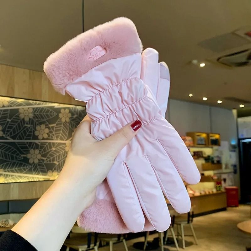 Women Winter Warm Ski Gloves with Fleece Lining and Touch Screen Design