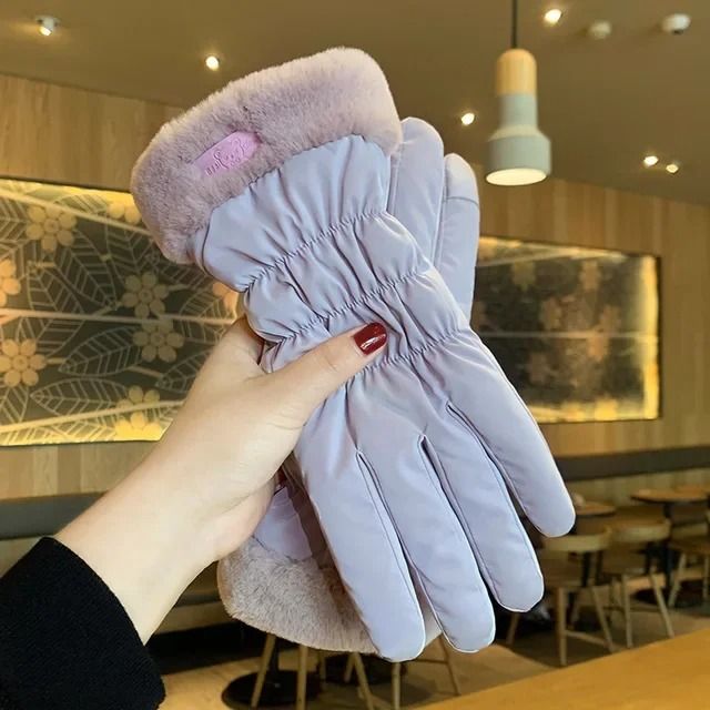 Women Winter Warm Ski Gloves with Fleece Lining and Touch Screen Design