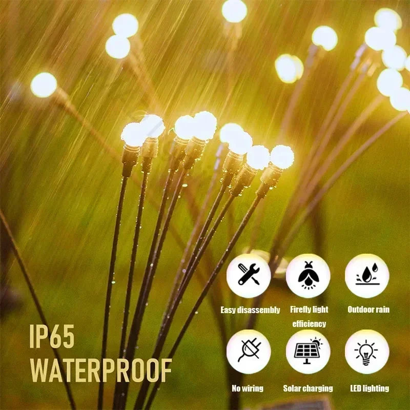 LED Solar Garden Firefly Light, Outdoor Waterproof Starburst Decorative Lamp for Path Yard Patio Landscape