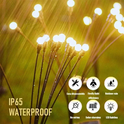 LED Solar Garden Firefly Light, Outdoor Waterproof Starburst Decorative Lamp for Path Yard Patio Landscape