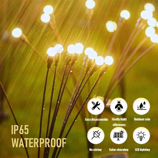 LED Solar Garden Firefly Light, Outdoor Waterproof Starburst Decorative Lamp for Path Yard Patio Landscape