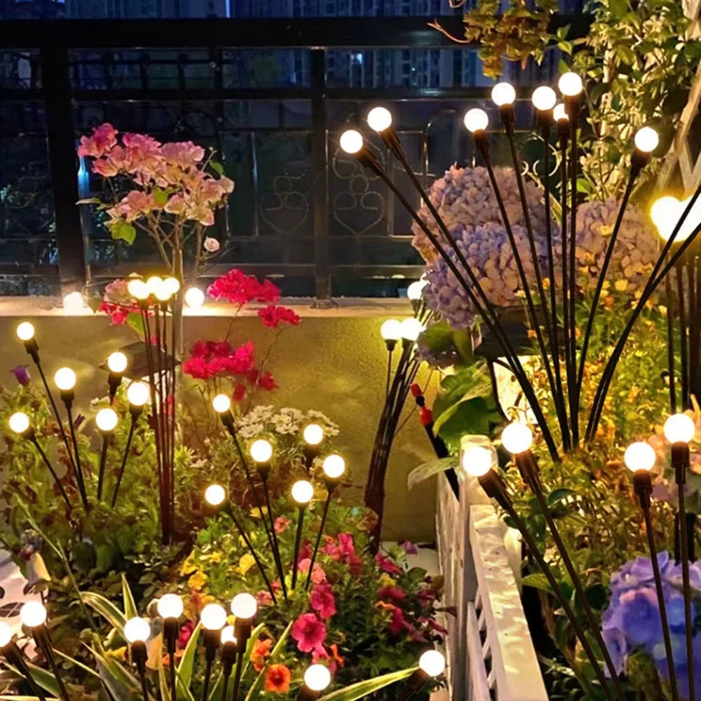 LED Solar Garden Firefly Light, Outdoor Waterproof Starburst Decorative Lamp for Path Yard Patio Landscape