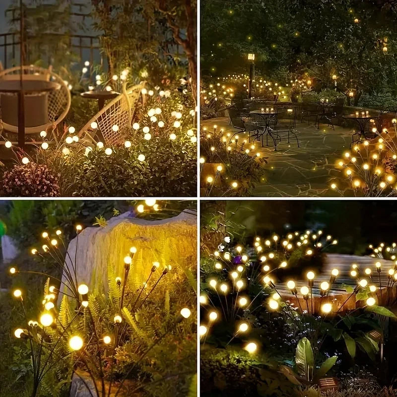 LED Solar Garden Firefly Light, Outdoor Waterproof Starburst Decorative Lamp for Path Yard Patio Landscape