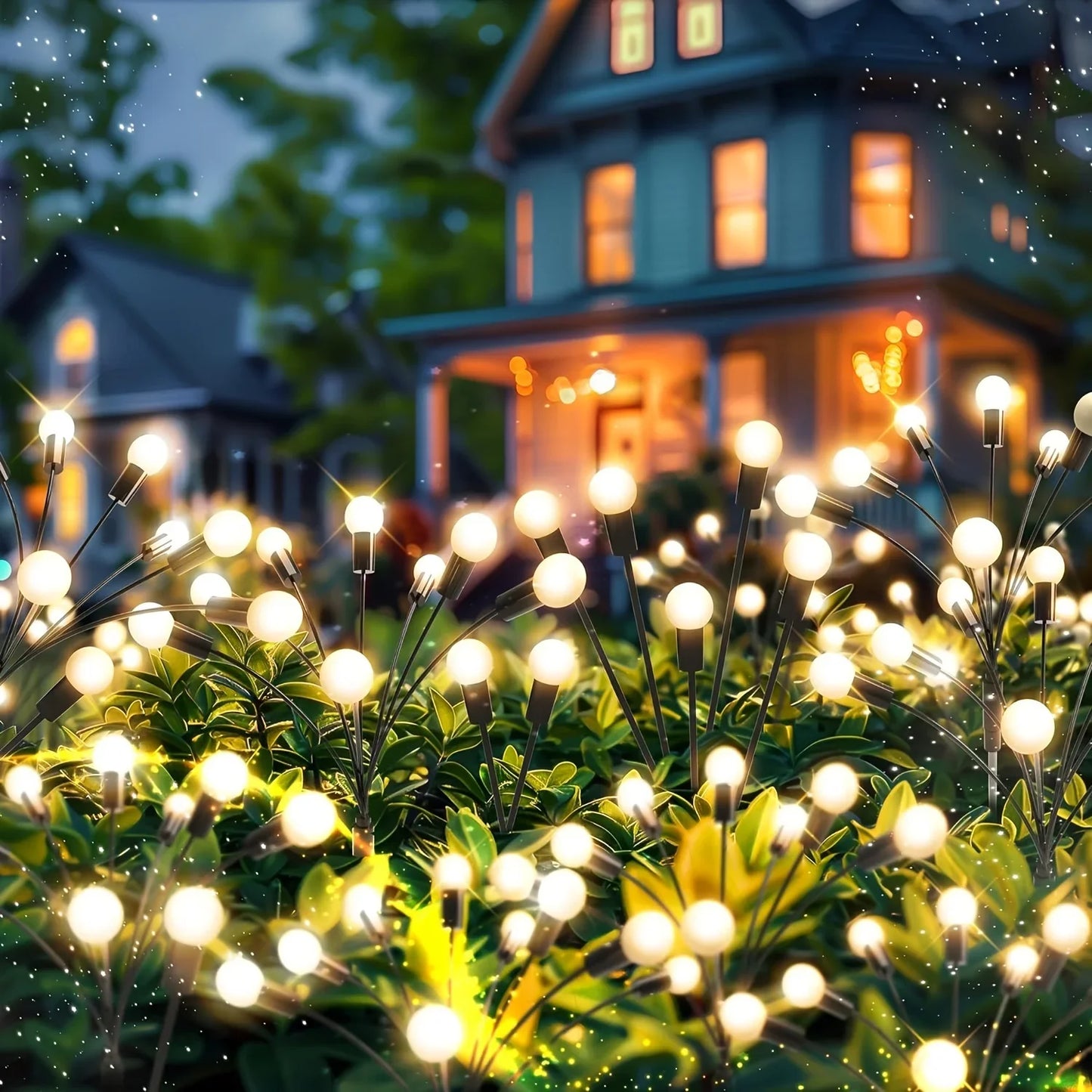 LED Solar Garden Firefly Light, Outdoor Waterproof Starburst Decorative Lamp for Path Yard Patio Landscape