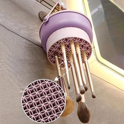 Silicone Makeup Brush Cleaner Mat, Drying Rack and Air Dry Tool, Cosmetic Brush Cleaning Beauty Organizer Kit