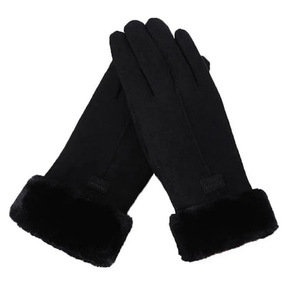 Women Winter Furry Warm Full Finger Mittens with Soft Lining and Outdoor Touchscreen Design