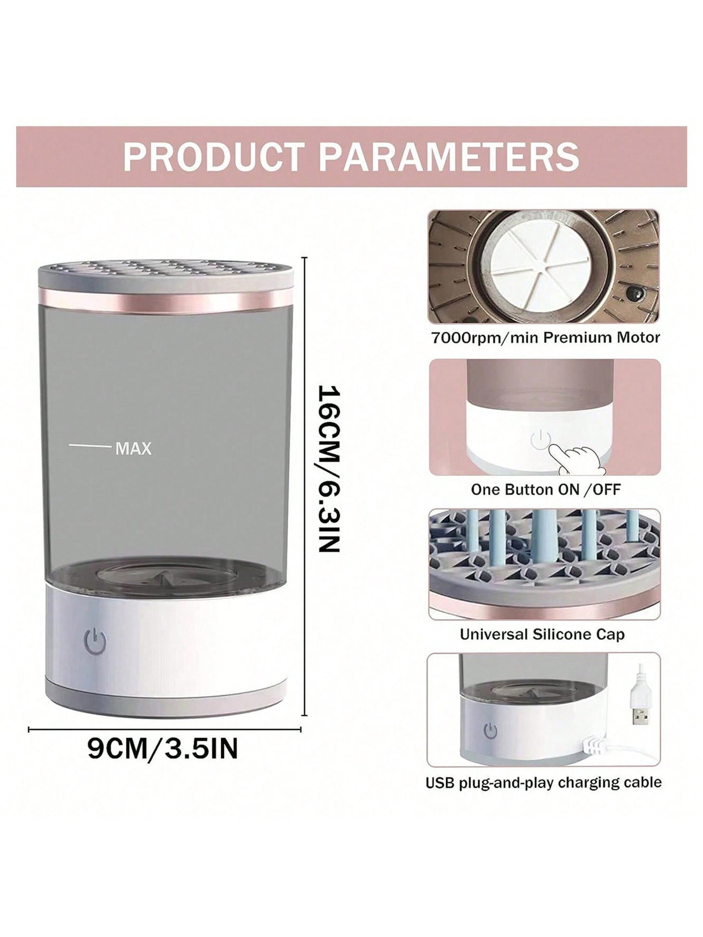 Makeup Brush Cleaner Machine, Electric Automatic Brush Washer Dryer, Deep Cleaning Tool for Cosmetic Brushes