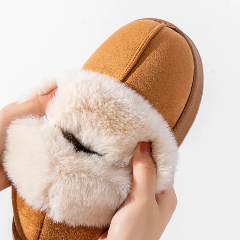 Womens Plush Snow Boots and Mens Winter Indoor Slippers with Faux Fur Lining