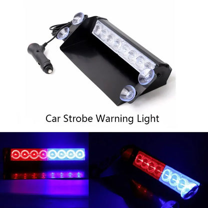 LED Car Emergency Strobe Light, Red Blue Flashing 12V, Universal Police Truck Grill Beacon