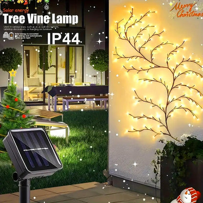 Solar Willow Vine Light Outdoor Waterproof, String Fairy Light, Different Modes, Garden Balcony Wall DIY Decorations