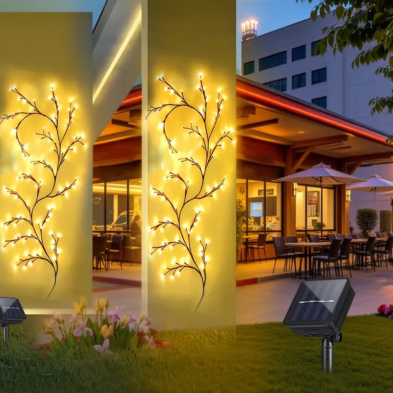Solar Willow Vine Light Outdoor Waterproof, String Fairy Light, Different Modes, Garden Balcony Wall DIY Decorations