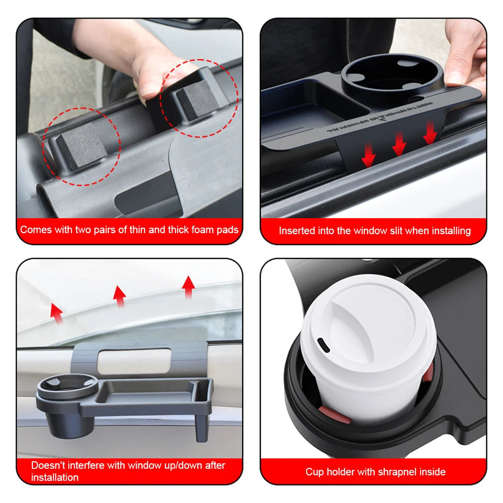 Phone Holder Cup Stand, Car Door Tray, Hanging Storage Barrel, Auto Organizer with Pocket Rack