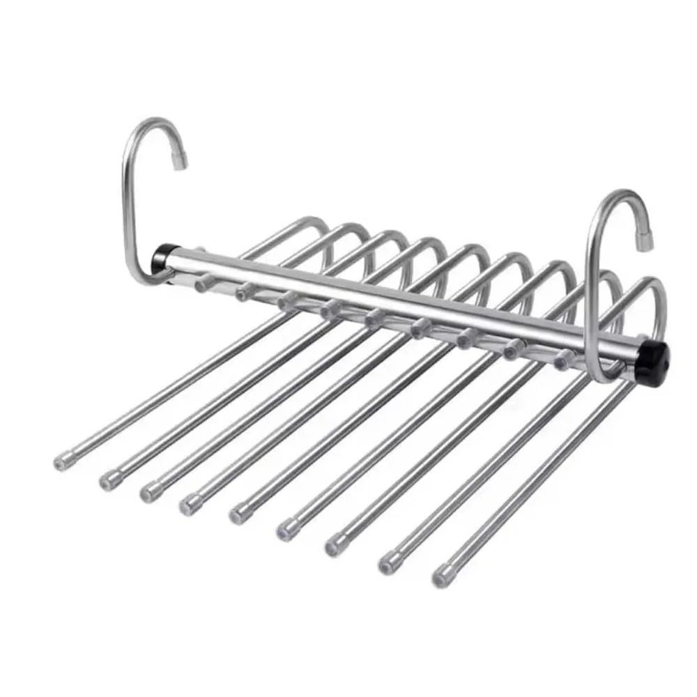 Folding Multi Layer Stainless Steel Pants Hanger Space Saving Clothes Organizer for Wardrobe