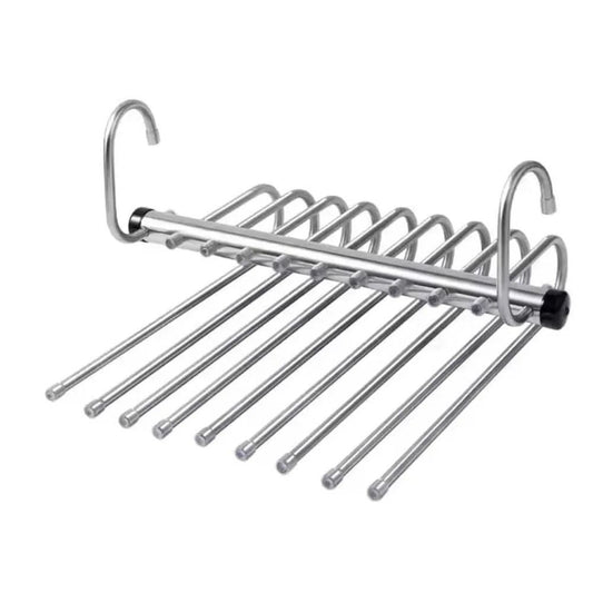 Folding Multi Layer Stainless Steel Pants Hanger Space Saving Clothes Organizer for Wardrobe